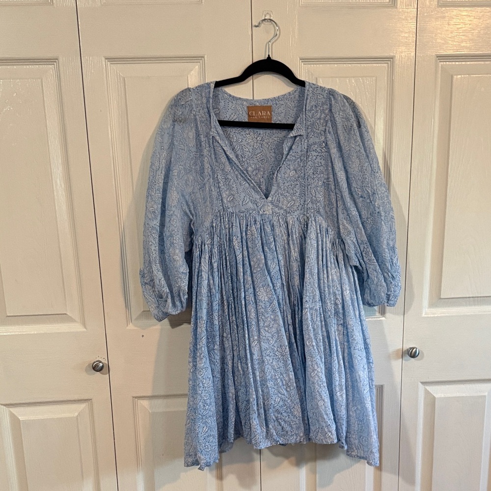 Clara Blue Patterned Dress NWOT